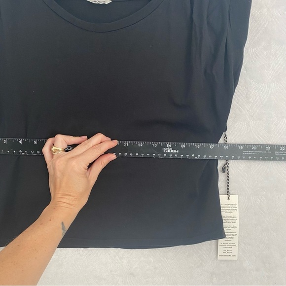 St. Roche NWT Echo Cropped Tee in Black Shoulder Pads Wmns Medium Supima Cotton - Picture 10 of 11